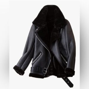 Like new faux leather fur moto jacket - size L